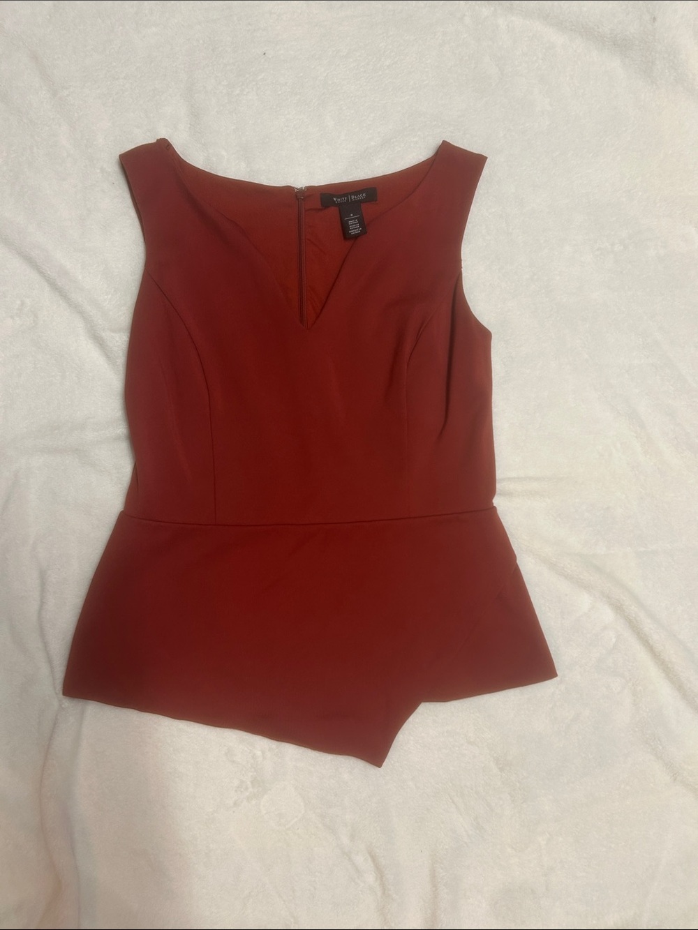 White House Black Market Rust Red Asymmetric Peplum Size 8